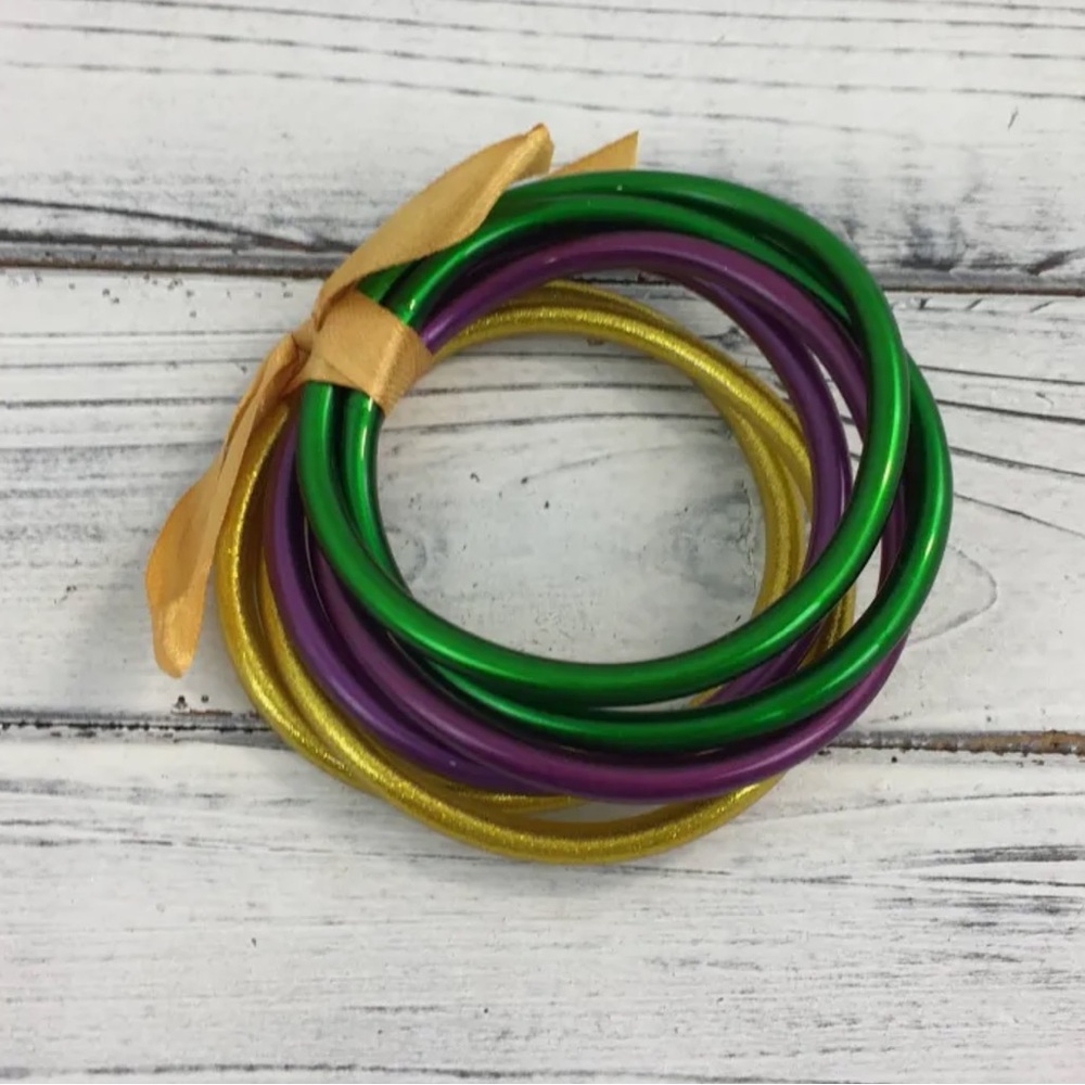 Mardi Gras Bangle Bracelet Set